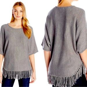 Notations Women's Scoop Neck Dolman Sleeve Bohemian Fringe Sweater Size Medium